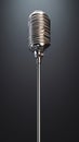 Photo Vintage audio charm Retro silver microphone on a gray background, 3D rendering Royalty Free Stock Photo