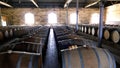 Photo of vintage wine barrels in Rows