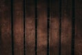 Photo of vintage wooden board with rough texture with empty space for your text or image. Illuminated dark brown wooden wall