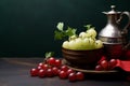 Symbol of abundance and joy: still life with grapes, wine