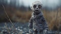 Felt Stop-motion Zombie Toy On Tundra Field