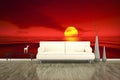 Photo wall mural sofa floor red sunset