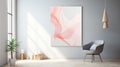 Minimal Design Textile Art For Canvas: Pink Abstract Painting With Smooth Curved Lines Royalty Free Stock Photo