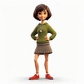 Ultra Realistic 3d Render Of Animated Girl In Green Skirt Royalty Free Stock Photo