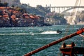 Famous view on historical center old city of Porto with a bridge over river Duero