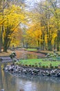 Pond with ducks in the old autumn park Royalty Free Stock Photo