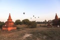 Balloons over Bagan at sunrise Royalty Free Stock Photo
