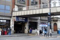 Entrance to Barbican tube station and pedestrian bridge to Barbican Estate