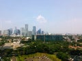 Jakarta building view with morning Blue sky. Jakarta Cityscape view from rofftop