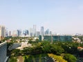 Jakarta building view with morning Blue sky. Jakarta Cityscape view from rofftop