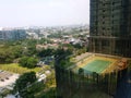 Jakarta building view with morning Blue sky. Jakarta Cityscape view from rofftop