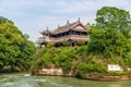 The ancient buildings sunset in the Dujiangyan Irrigation System