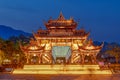 The South Bridge in night in the Dujiangyan Irrigation System