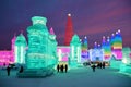 The colorful ice lantern nighscape Royalty Free Stock Photo