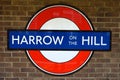 Harrow on the Hill station London Underground Metropolitan railway roundel sign