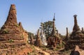 Shwe Inn Thein pagodas of Indein village in Inle Lake Royalty Free Stock Photo