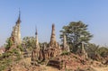 Shwe Inn Thein pagodas of Indein village in Inle Lake Royalty Free Stock Photo