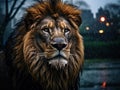 A Lion in the rain Royalty Free Stock Photo