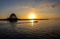 Sunset in Pantai Losari at Makassar city, Sulawesi Royalty Free Stock Photo