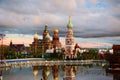 The beautiful tower in matryoshka square of NZH Manzhouli sunset Royalty Free Stock Photo