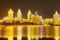 The golden color city night scenic of NZH Manzhouli Royalty Free Stock Photo