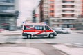 The photo of italian ambulance, driving to the accident. 