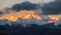 Mount Zhumulangma sunrise in Himalaya mountains Royalty Free Stock Photo