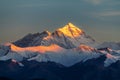 Mount Zhumulangma sunset in Himalaya mountains Royalty Free Stock Photo