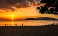 Seascape with Colorful Clouds, Orange Sky and The Sun at Sunrise in Nha Trang