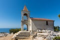 Small chapel on mount Bokol PaÃÂ¡man island Adritc sea Croatia