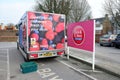 Tesco delivery van beside click and collect sign Royalty Free Stock Photo