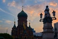 The Saint Sophia Cathedral sunset in Harbin Royalty Free Stock Photo