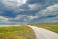 Steppe road along the estuary to the camp