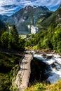 Mountain Landscape with View of Geiranger Fjord in Summer from The Waterfall Walk