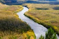 The river in autumn forests in Mohe city Great Khingan