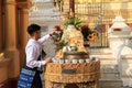 A man at shwedagon pagoda in Yangoon Royalty Free Stock Photo