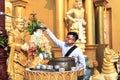 A man at shwedagon pagoda in Yangoon Royalty Free Stock Photo