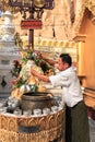 A man at shwedagon pagoda in Yangoon Royalty Free Stock Photo
