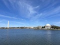 Pretty Washington Monument and Jefferson Memorial in Washington DC in Spring Royalty Free Stock Photo