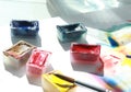 Photo of water color art process in creative Studio