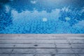 Photo of Water in a swimming pool with sunny reflections and woo Royalty Free Stock Photo