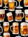 Photo Of Watercolor Beer Glasses Set Isolated On White Background. Generative AI Royalty Free Stock Photo