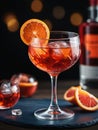 Photo Of Watercolor Chic Illustration Of A Negroni Cocktail. Generative AI