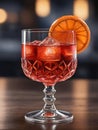 Photo Of Watercolor Chic Illustration Of A Negroni Cocktail. Generative AI