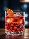 Photo Of Watercolor Chic Illustration Of A Negroni Cocktail. Generative AI