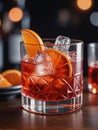 Photo Of Watercolor Chic Illustration Of A Negroni Cocktail. Generative AI