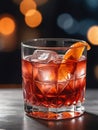 Photo Of Watercolor Chic Illustration Of A Negroni Cocktail. Generative AI