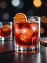 Photo Of Watercolor Chic Illustration Of A Negroni Cocktail. Generative AI