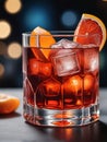 Photo Of Watercolor Chic Illustration Of A Negroni Cocktail. Generative AI