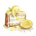 Photo watercolor of a lemon cake on a white background Royalty Free Stock Photo
